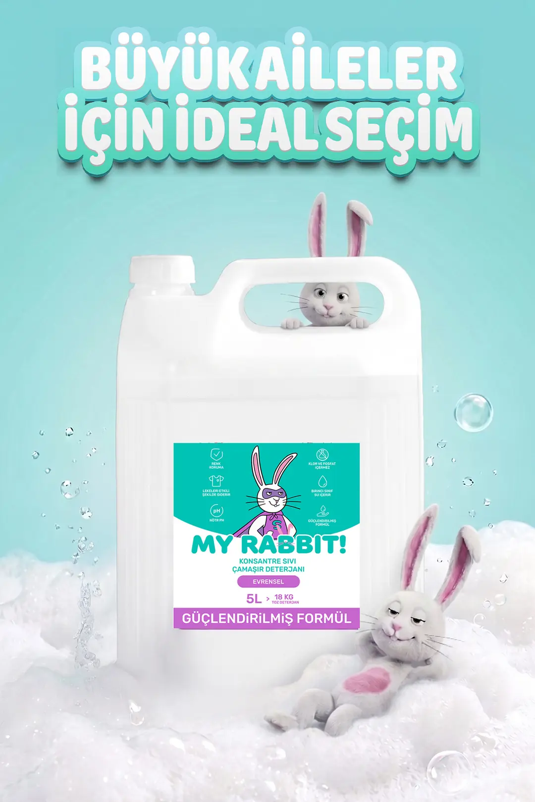 Sıvı Çamaşır Deterjanı Leke Çıkartıcı Konsantre Formül, Derin Temizlik Uzun Süreli Ferahlık 5 Litre