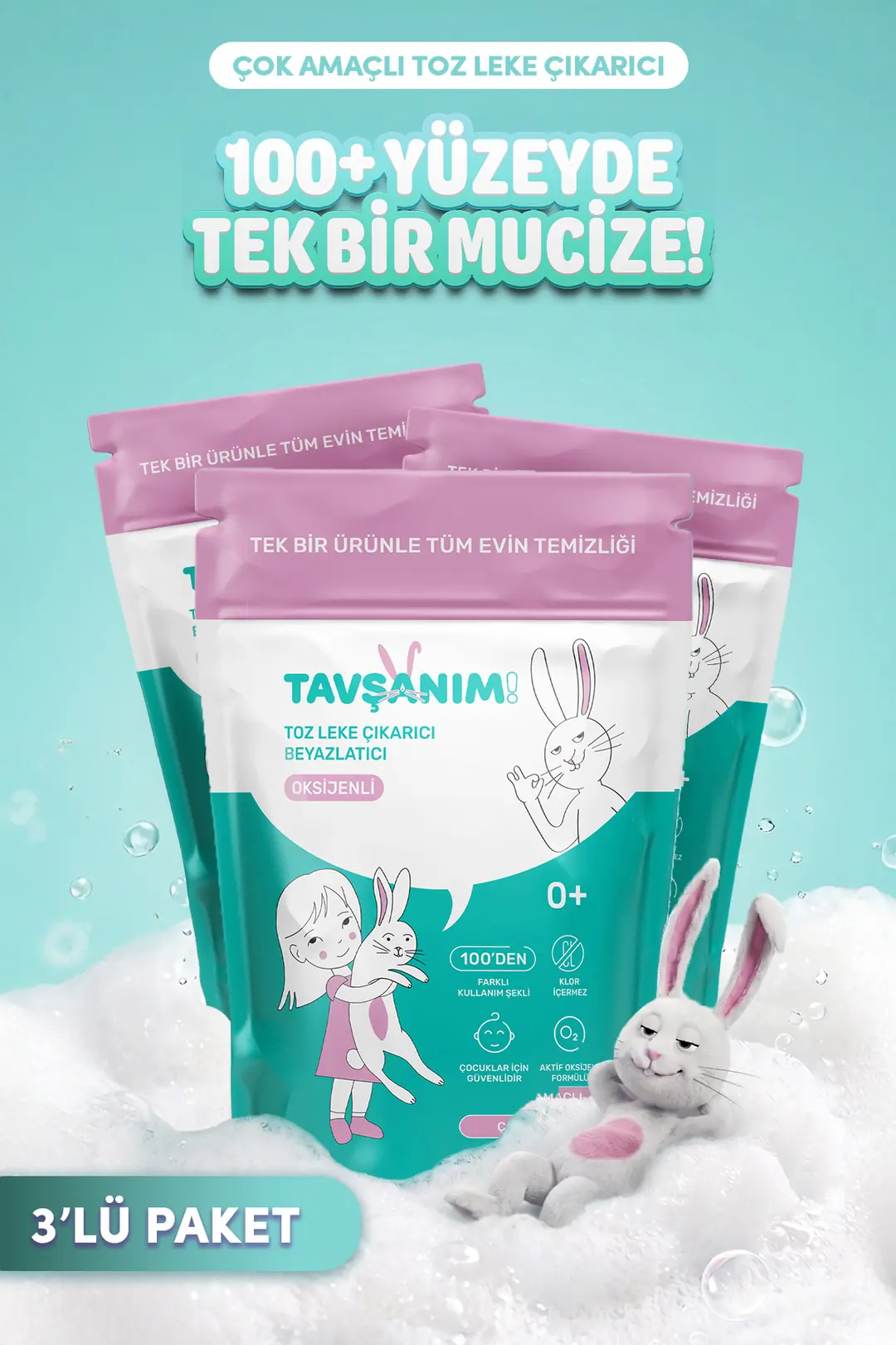 Çok Amaçlı Oksijenli Toz Leke Çıkarıcı Ve Beyazlatıcı 3x800g
