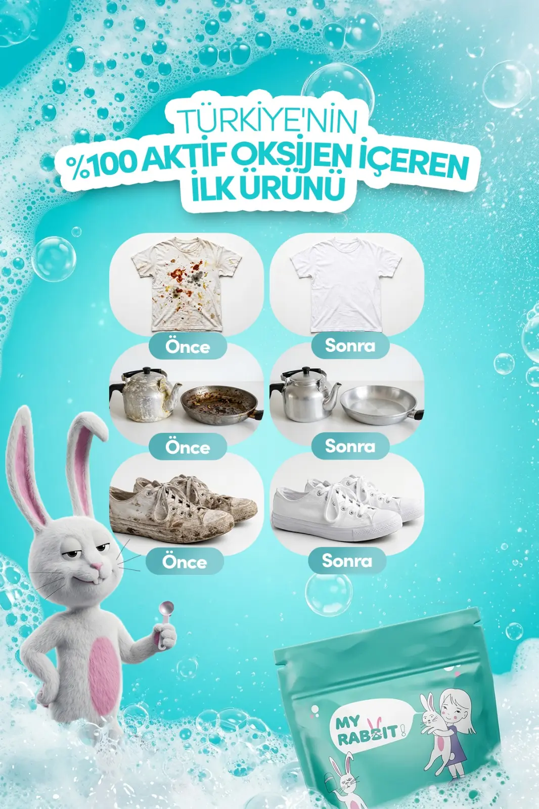 Çamaşır Ve Yüzey Için Çok Amaçlı Oksijenli Toz Leke Çıkarıcı ve beyazlatıcı 2'li Paket 2 X 800 gr