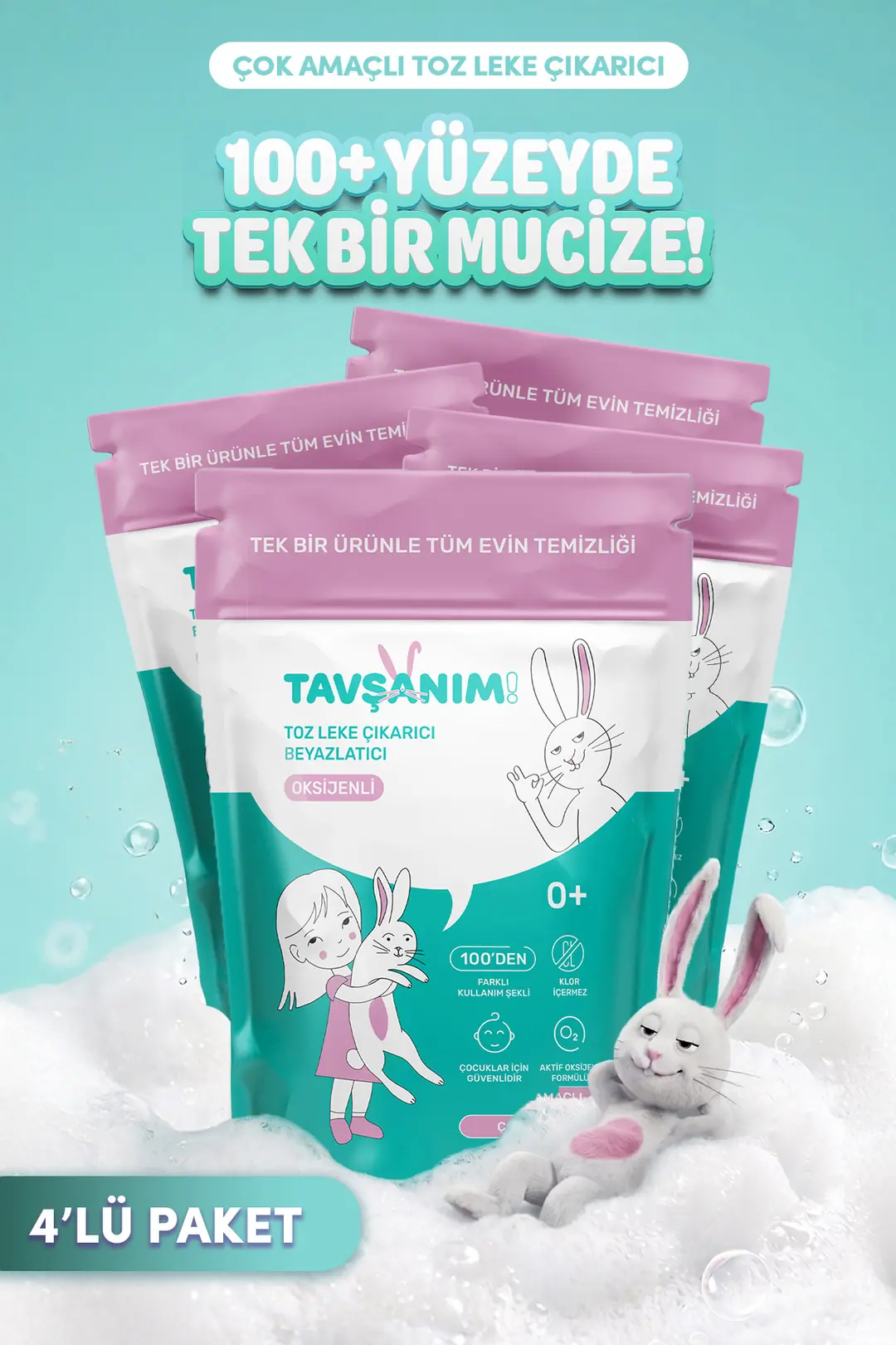 Çok Amaçlı Oksijenli Toz Leke Çıkarıcı Ve Beyazlatıcı 4x800g