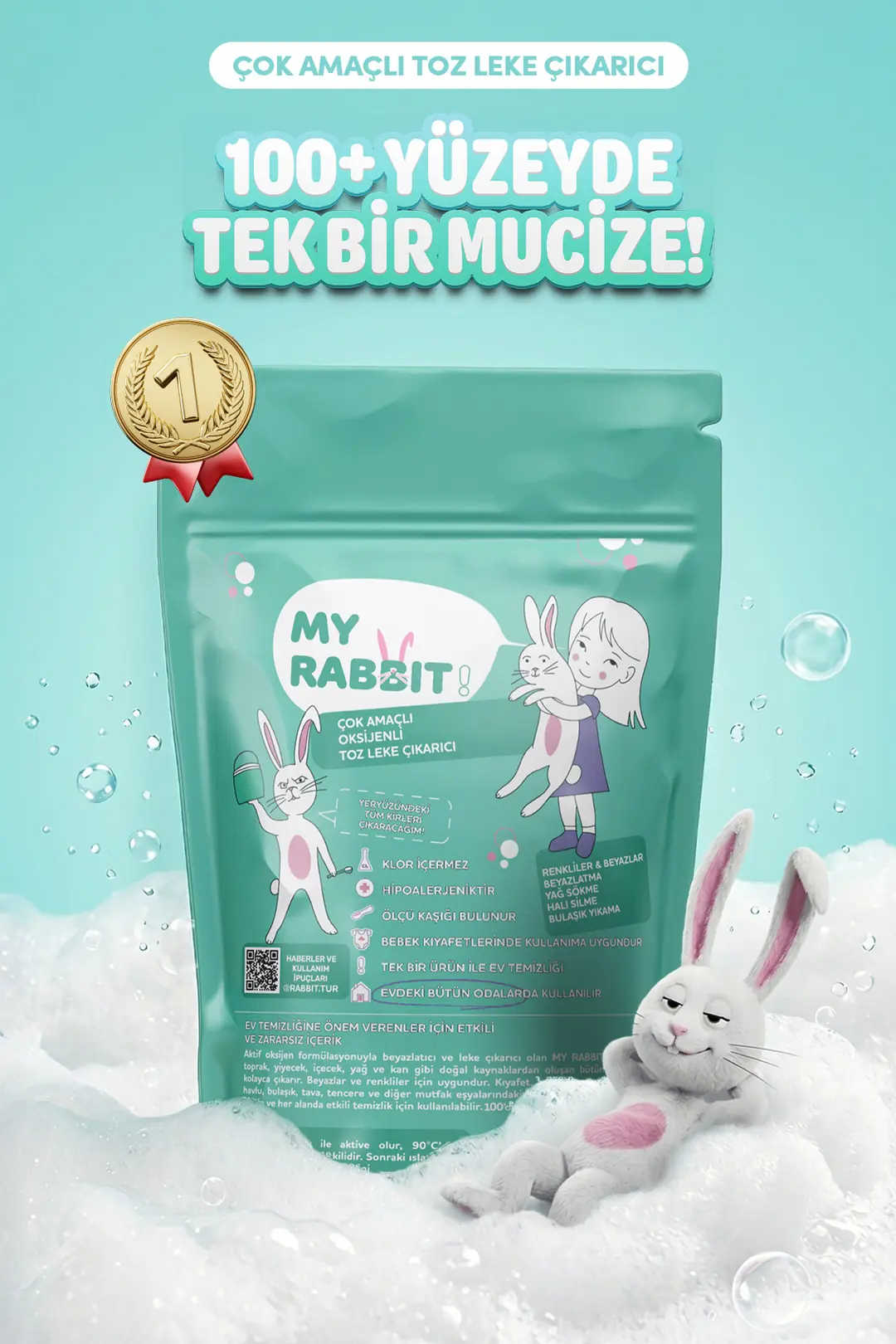 Çamaşır Ve Yüzey Için Çok Amaçlı Oksijenli Toz Leke Çıkarıcı ve beyazlatıcı 800 gr