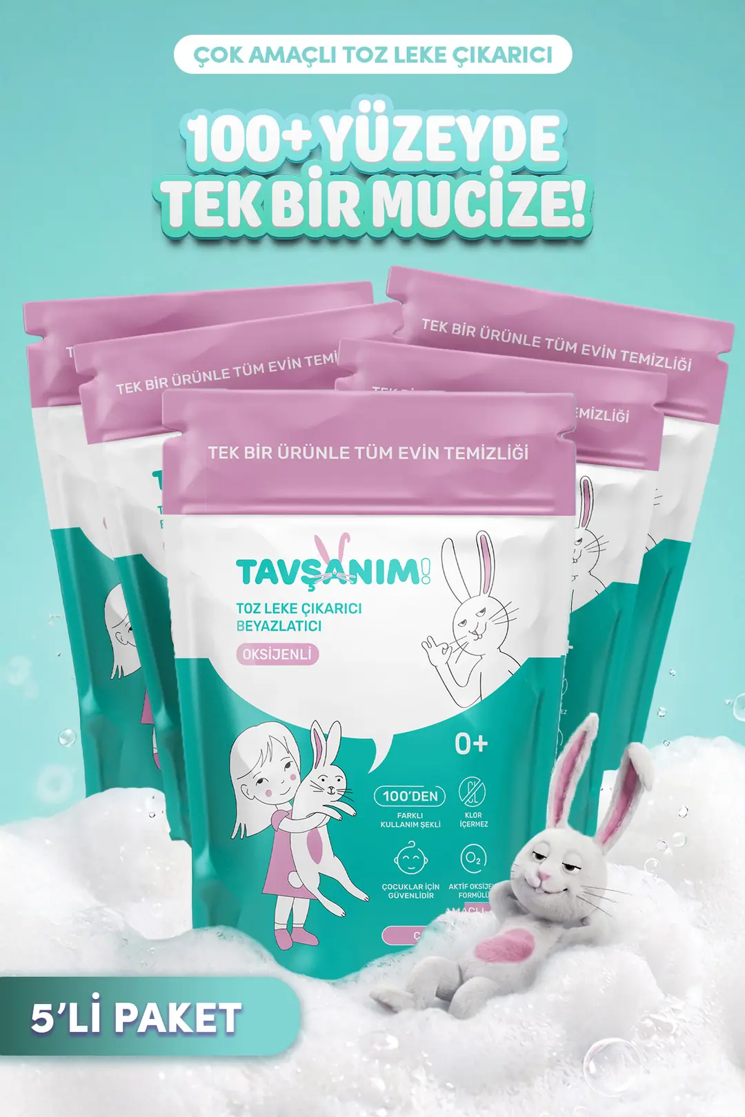 Çok Amaçlı Oksijenli Toz Leke Çıkarıcı Ve Beyazlatıcı 5x800g